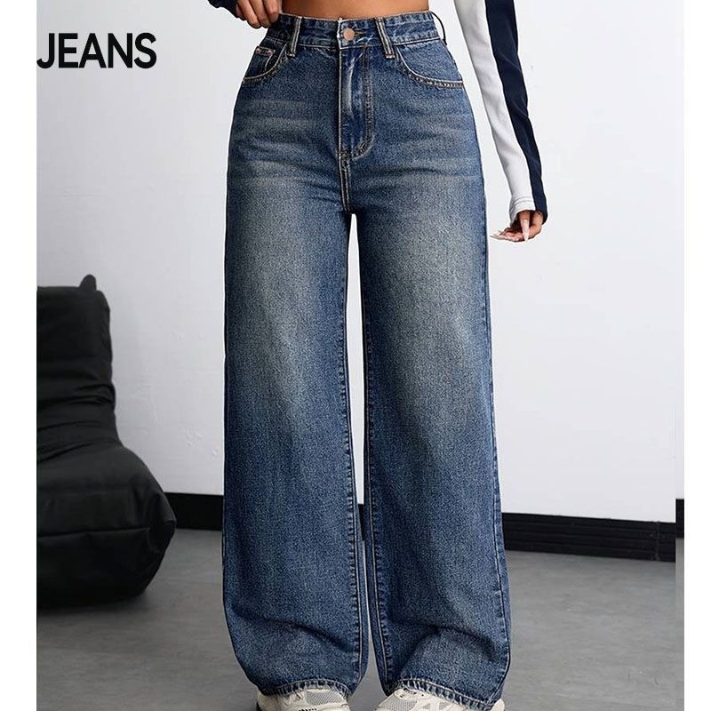 Calça jeans Longa Retrô Alta Reta Feminina
