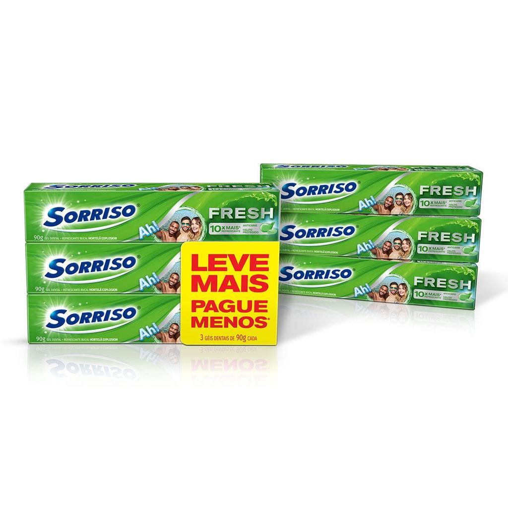 Creme Dental Sorriso Fresh Hortela Explosion 90g 3un