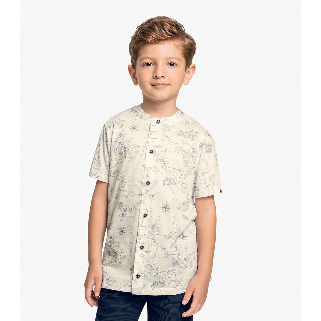 Camisa Infantil Estampada Trick Nick Bege
