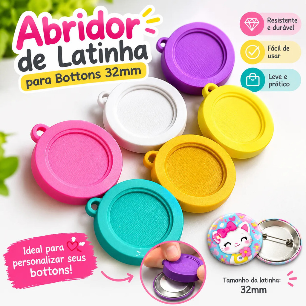 Kit 10 Insumo Abridor De Latinhas Chaveiro Base Bottons
