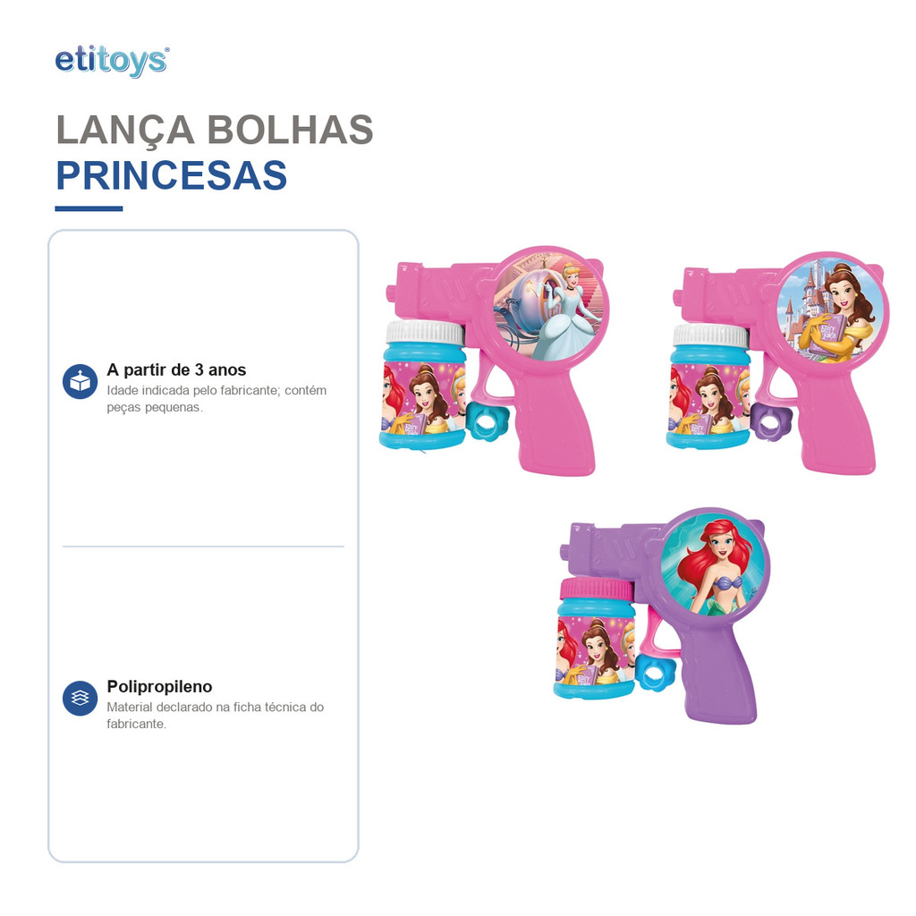 Lança Bolhas De Sabão A Fricção Princesas Etitoys — imagem 2 de 2