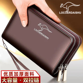 Moda masculina bolsa de negócios Multi-cartão carteira grande capacidade duplo zíper Horizontal saco do telefone móvel n