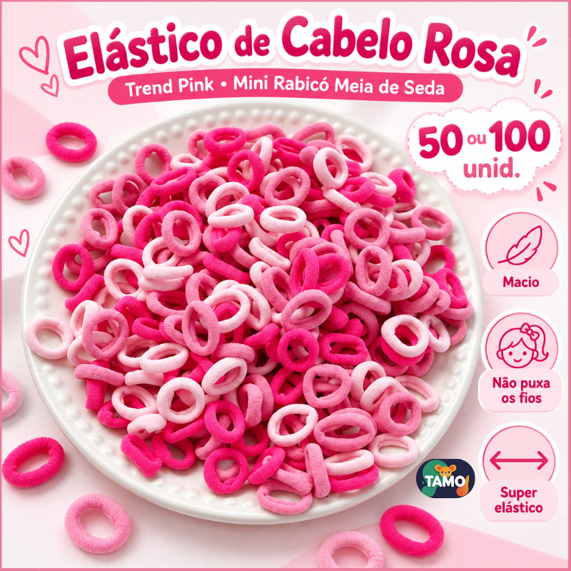Mini Xuxinha Rosa Rabicó Cabelo Infantil Bebê Tranças Penteado Escolar Criança 50 a 100 unid