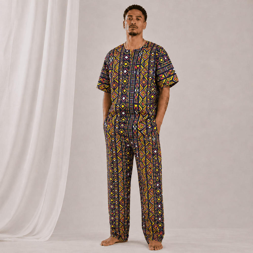Conjunto Masculino Estampas Africanas Umbanda Candomblé