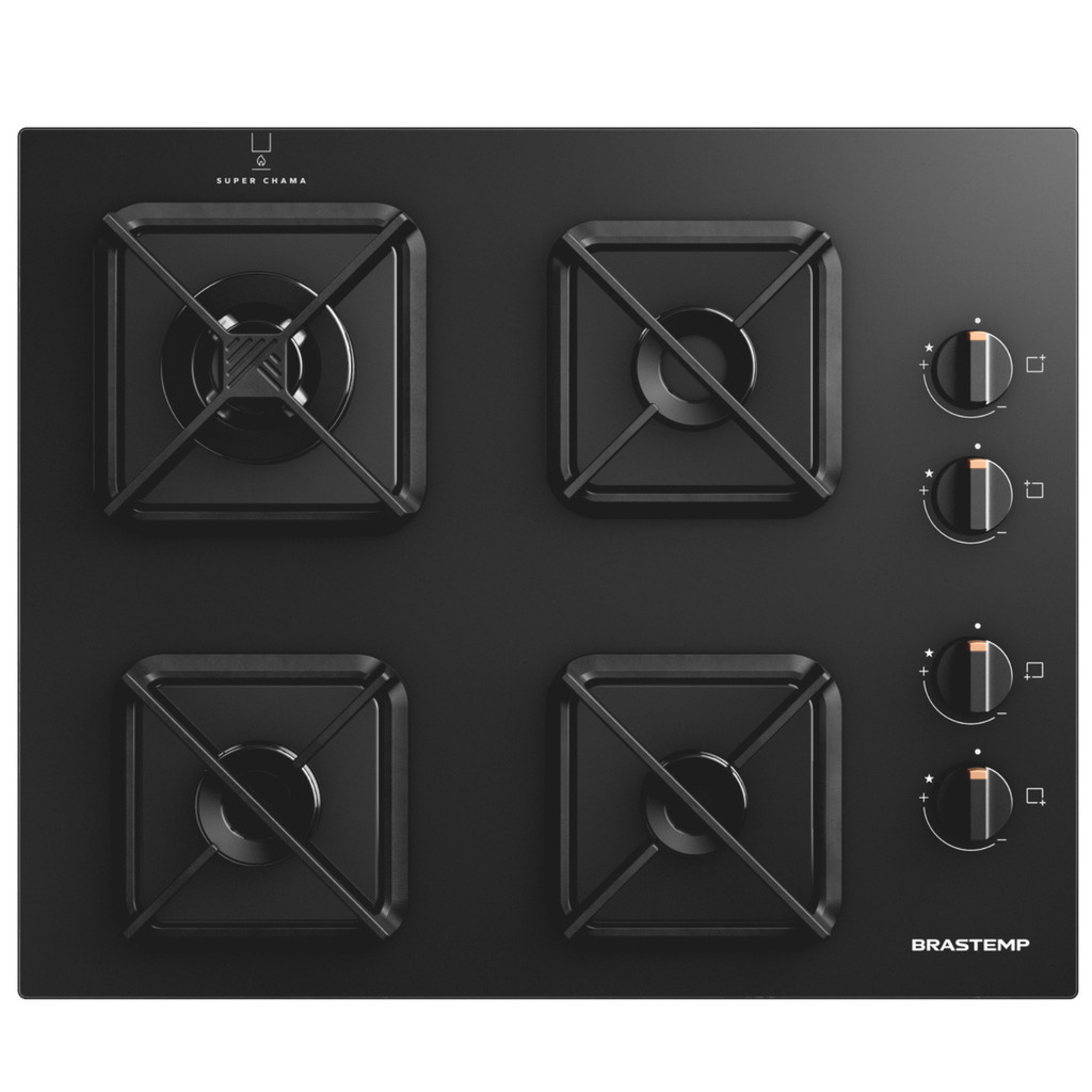 Cooktop Brastemp 4 Bocas a Gás, Grades de Ferro Fundido e Chamas Especiais - BDS62AE