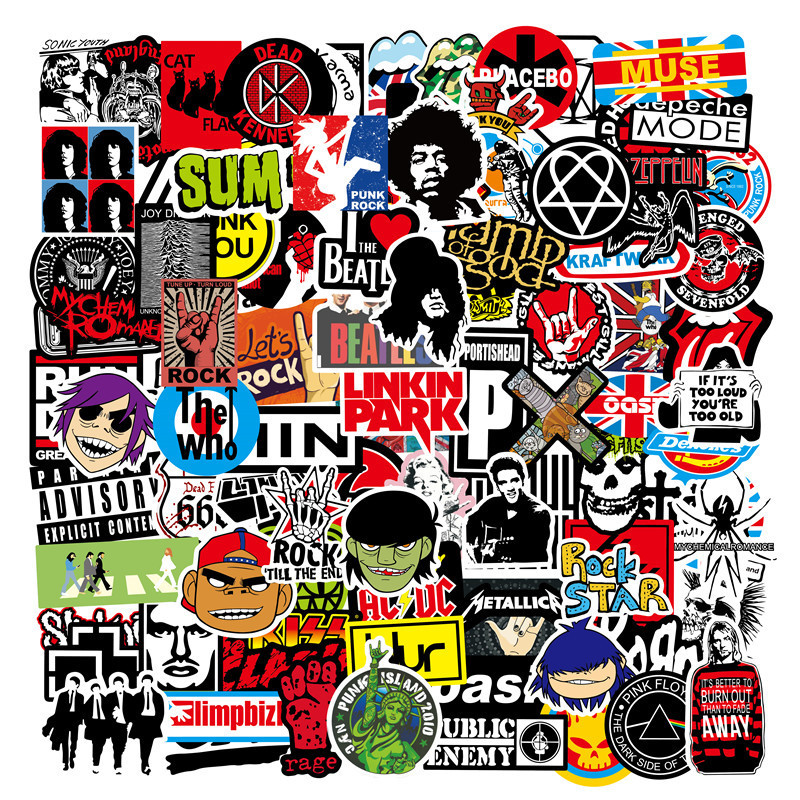 200 folhas exclusivas da moda música Rock Band Graffiti adesivos estilo Cyberpunk guitarra Laptop Tablet instrumentos mu