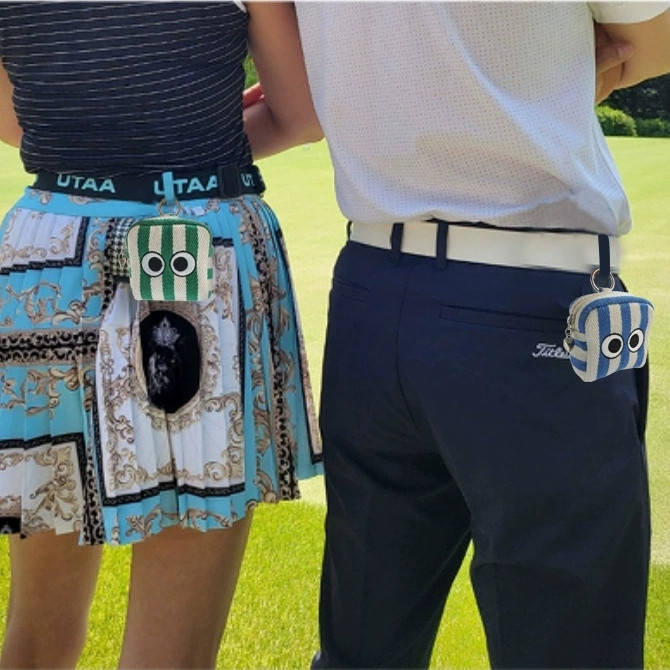Saco de golfe bonito coreano listras de verão olhos grandes saco de cintura de golfe grande capacidade saco de golfe