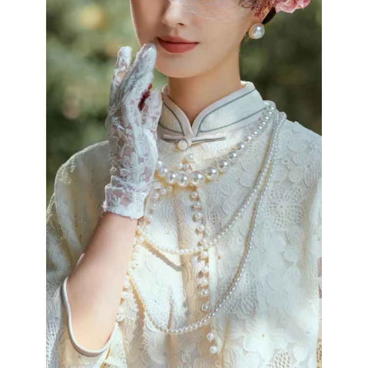 Combinando Cheongsam pérola colar jóias senhoras empilhado clavícula corrente de comprimento médio estilo Retro All-Matc
