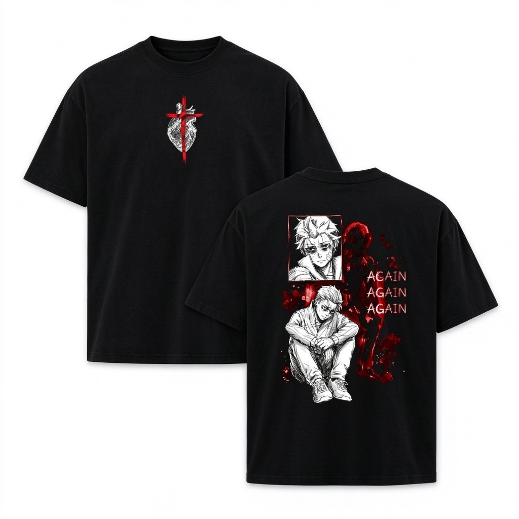 Camiseta Unissex Premium De Algodão, Camisa Preta Oversize Com Estampa Anime Mangá, Para Uso Casual, Passeios E