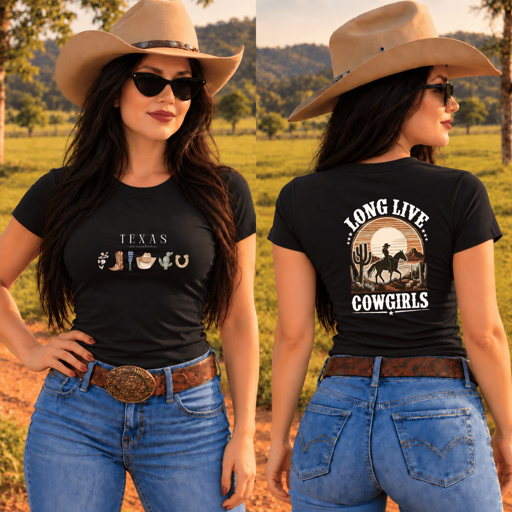 Camiseta Babylook T-Shirt 100% algodão estampada moda Country Rodeio  Boiadeira Sertaneja country long live cowgirls