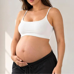 Top Gestante Feminino Suplex Alça Fina Forro Duplo com Elástico Academia Fitness Casual