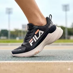Tênis Feminino Fila Progress Lite Preto/Bege Claro