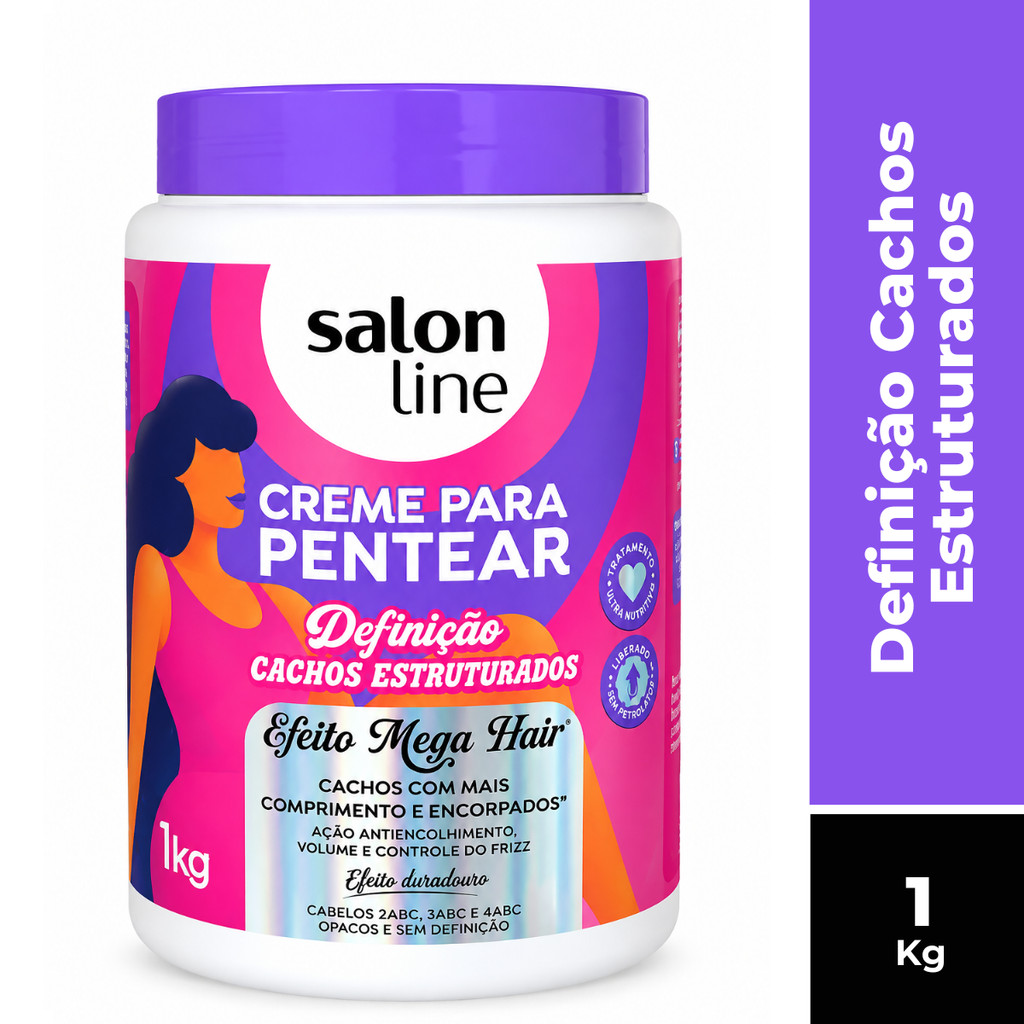CREME P/ PENTEAR SALON LINE DEFINIÇÃO CACHOS ESTRUTURADOS EFEITO MEGA HAIR 1KG