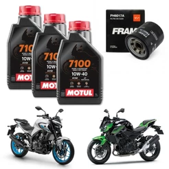 KIT TROCA DE ÓLEO MOTO YAMAHA XJ6 3L MOTUL 7100 10W40 4T 1L + 1 FILTRO FRAM PH6017A