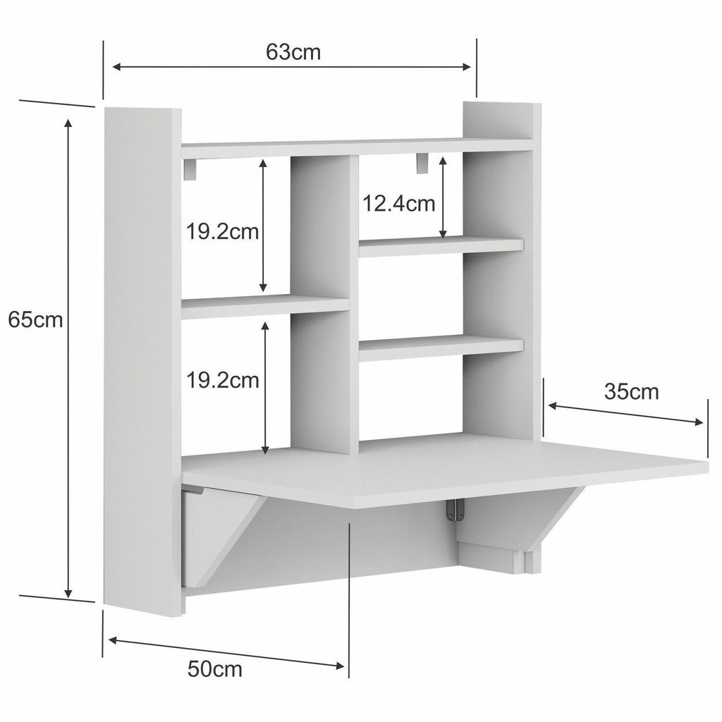 Escrivaninha Mesa Dobrável com Estante 63cm Branco · foto 2