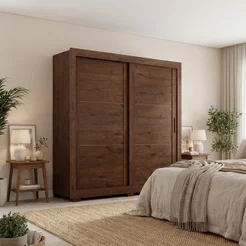 Guarda Roupa Casal Titanium 2 Portas de Correr 4 Gavetas Marrom/Jacaranda Jacaranda