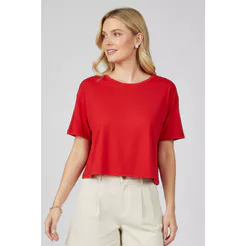 Blusa Curta Feminina Básica Marialícia Vermelho
