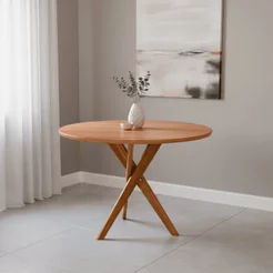 Mesa para Sala de Jantar Redonda 109cm sem Vidro Cacau Marrom/Cinamomo Cinamomo