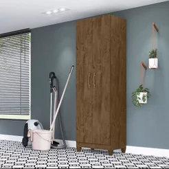 Armário Multiuso 2 Portas 4 Prateleiras New Iris Marrom/Castanho Wood Castanho Wood