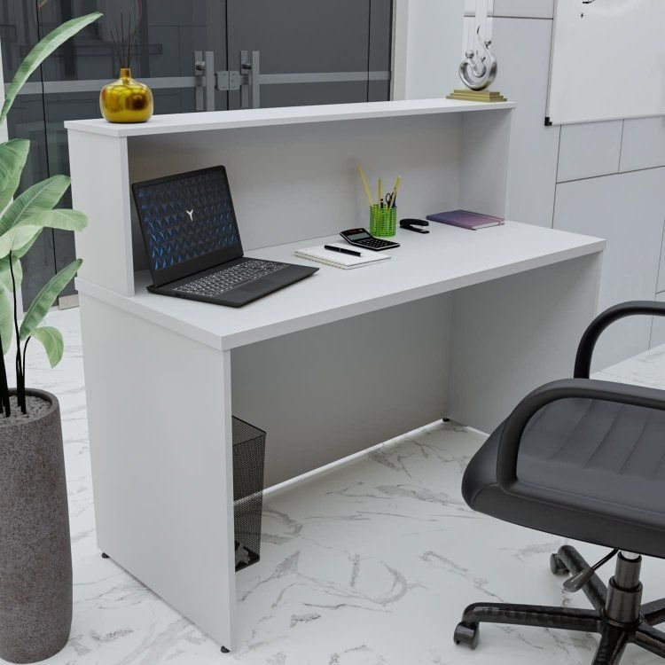 Balcão Atendimento Recepção Consultório 120x60cm Branco Branco