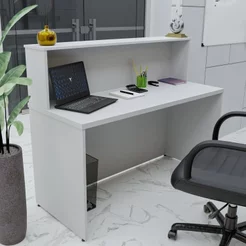 Balcão Atendimento Recepção Consultório 120x60cm Branco Branco