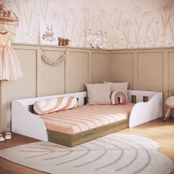 Cama Montessoriana Infantil Solteiro 80 Memphis Branco Solteiro