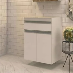 Gabinete de Banheiro 50cm sem Cuba/Lavatório Ref 501 Branco Branco