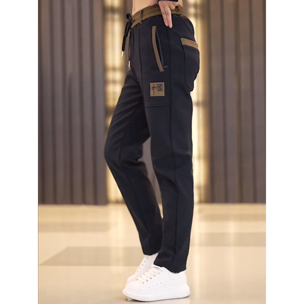 Calças bordadas chinesas masculinas primavera outono tornozelo comprimento calças casuais Slim-fit calças esportivas mag