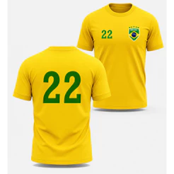 Camisa Seleção Brasil Amarela No 22 Estilo Torcedor