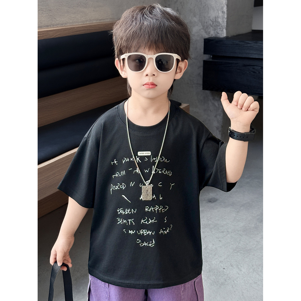 Meninos verão camiseta de manga curta 2026 novo estilo versão coreana bonito crianças meia manga topo bebê estilo fino v