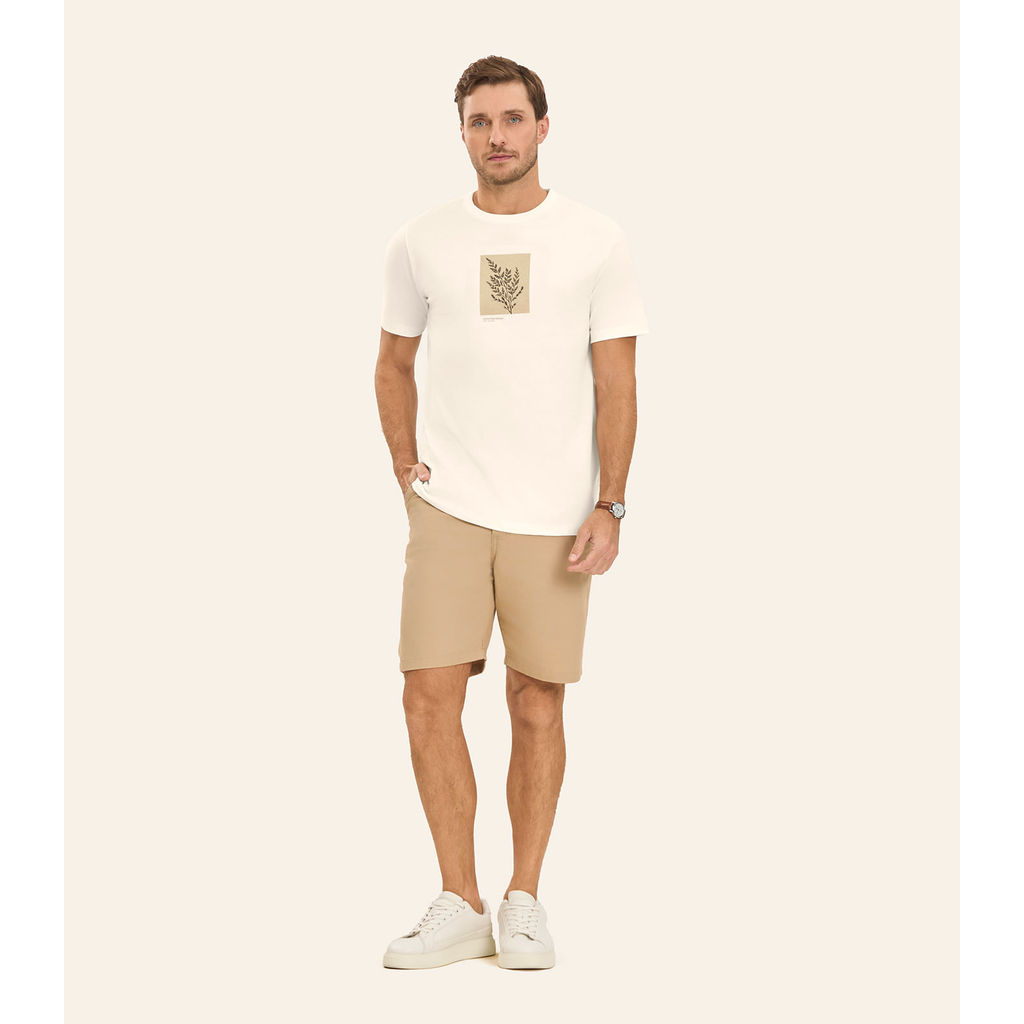 Camiseta Masculina em Meia Malha Diametro Bege — imagem 2 de 2