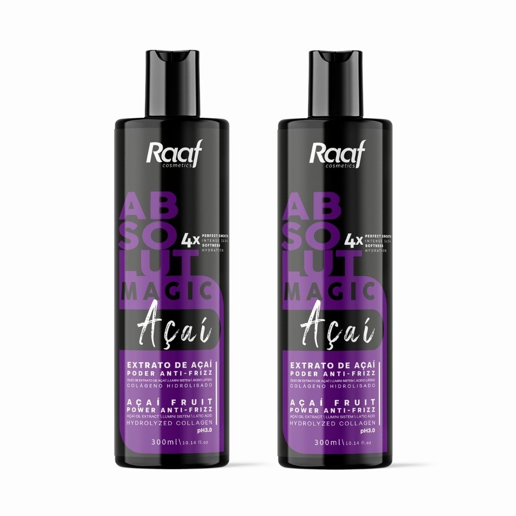 Kit Selante Capilar Profissional Poder Anti-Frizz Matizador Absolut Açaí Raaf 300ml - 2 unid