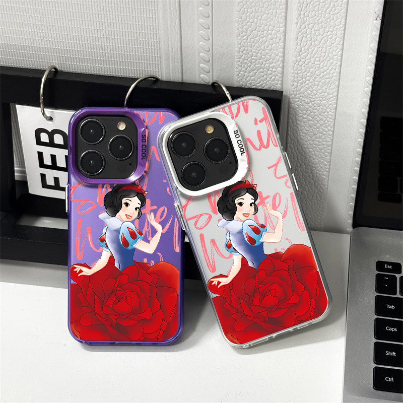 Capa de Celular Estampa Branca de Neve e Rosa Disney para iPhone 11 12 13 15 14 16pro max xr xs max 14 16 7 8 plus capa