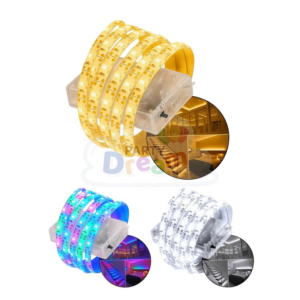 10 Fita De Led Fio Led De Pilha Autocolante 2m 120 LEDs Cordão Mangueira Decoração Casa Tv Móvel em Oferta na Shopee