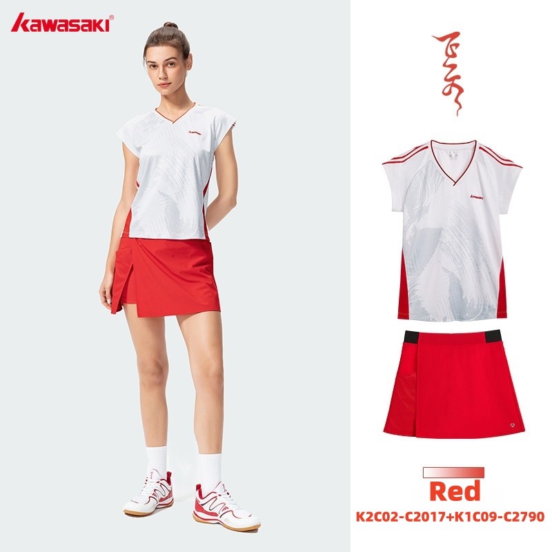 Kawasaki Badminton Roupas Femininas Terno Esportivo Manga Curta Colete Saia Esportes E Lazer De Treinamento C2017 & C279