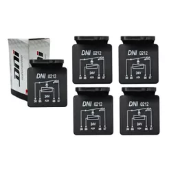 Kit 5 Rele Auxiliar Universal 40a 24v Com Suporte 4 Terminais Uso Geral Caminhões e Onibus DNI 0212