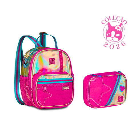Kit Lancheira 2 em 1 e Estojo Rebecca Bonbon Holo Shine - Clio Style Cor:Rosa em Oferta na Shopee