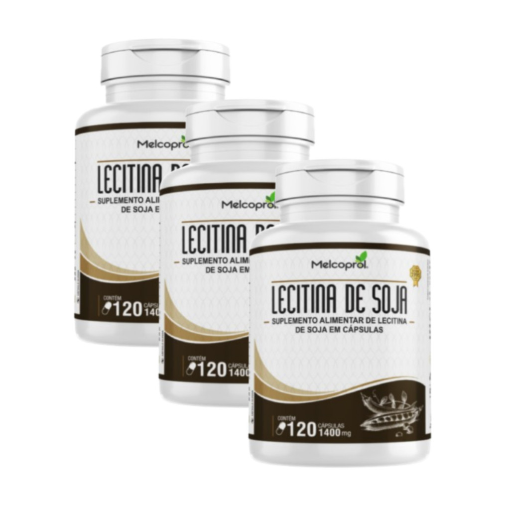 Kit 3 - Lecitina de Soja Pura Melcoprol (1400mg) - 3x120 Cápsulas