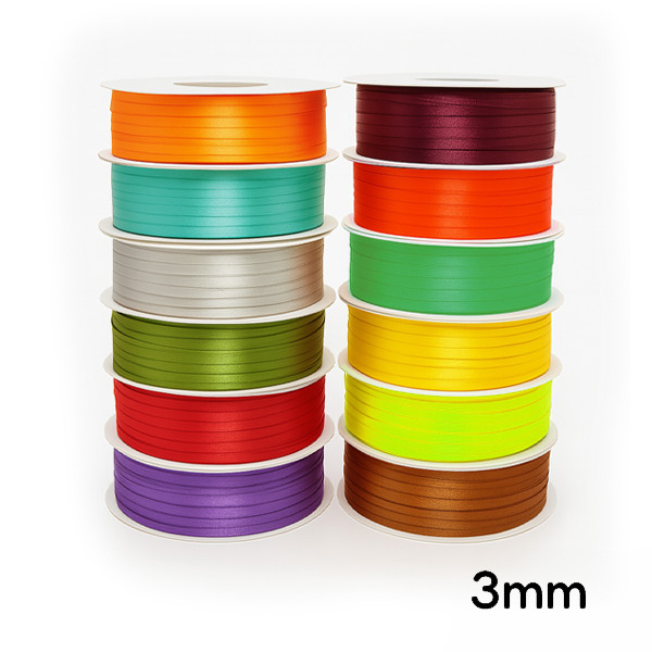 Fita Cetim n.0 3mm Dupla Face Rolo Várias Cores Artesanato Pachtwork DIY Laços Enfeite Decoração