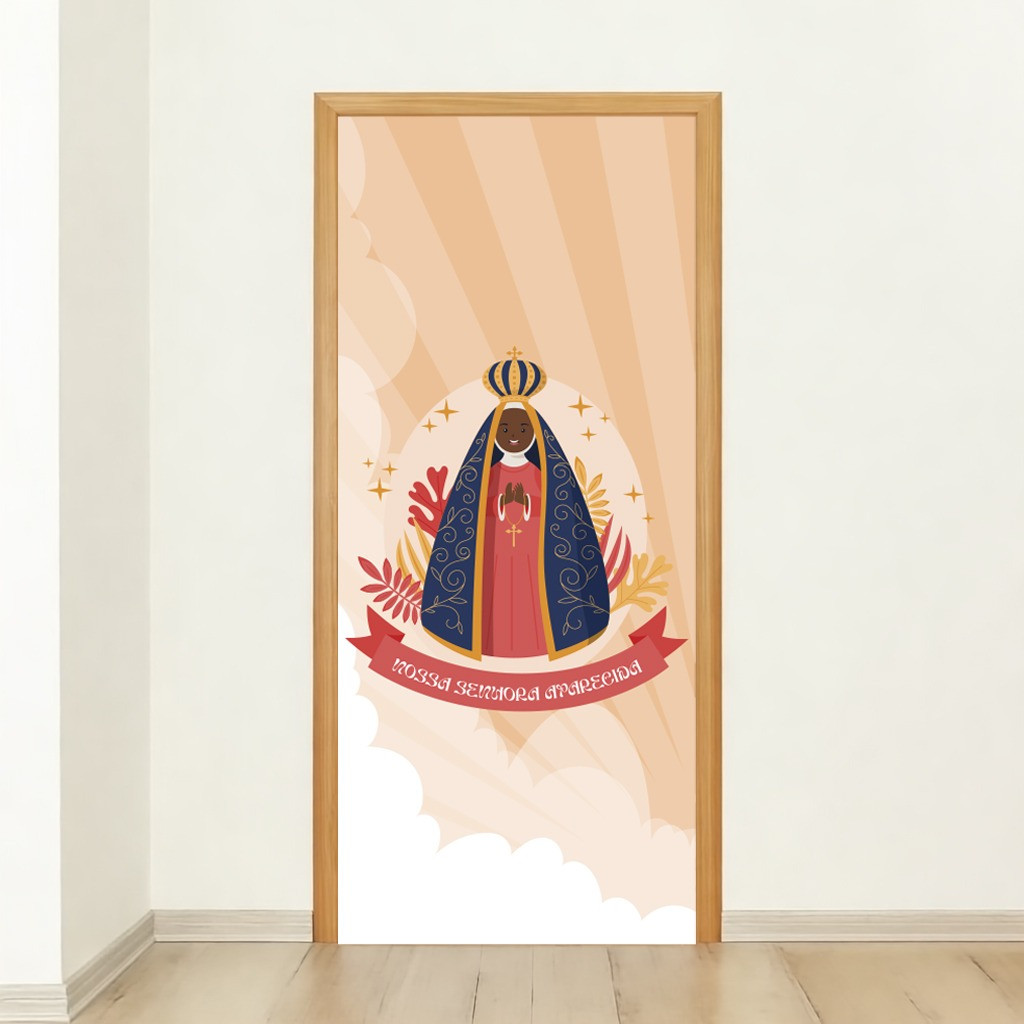 Capa Religiosa Nossa Senhora Aparecida Estampa Sublimada Decoração de Fé e Proteção no Lar