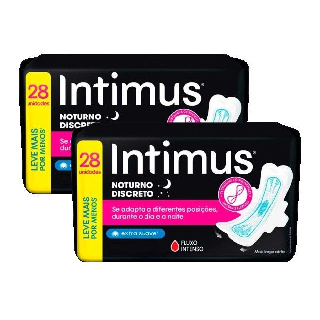 kit 2 Absorvente Intimus Noturno Suave com Abas 28 unidades