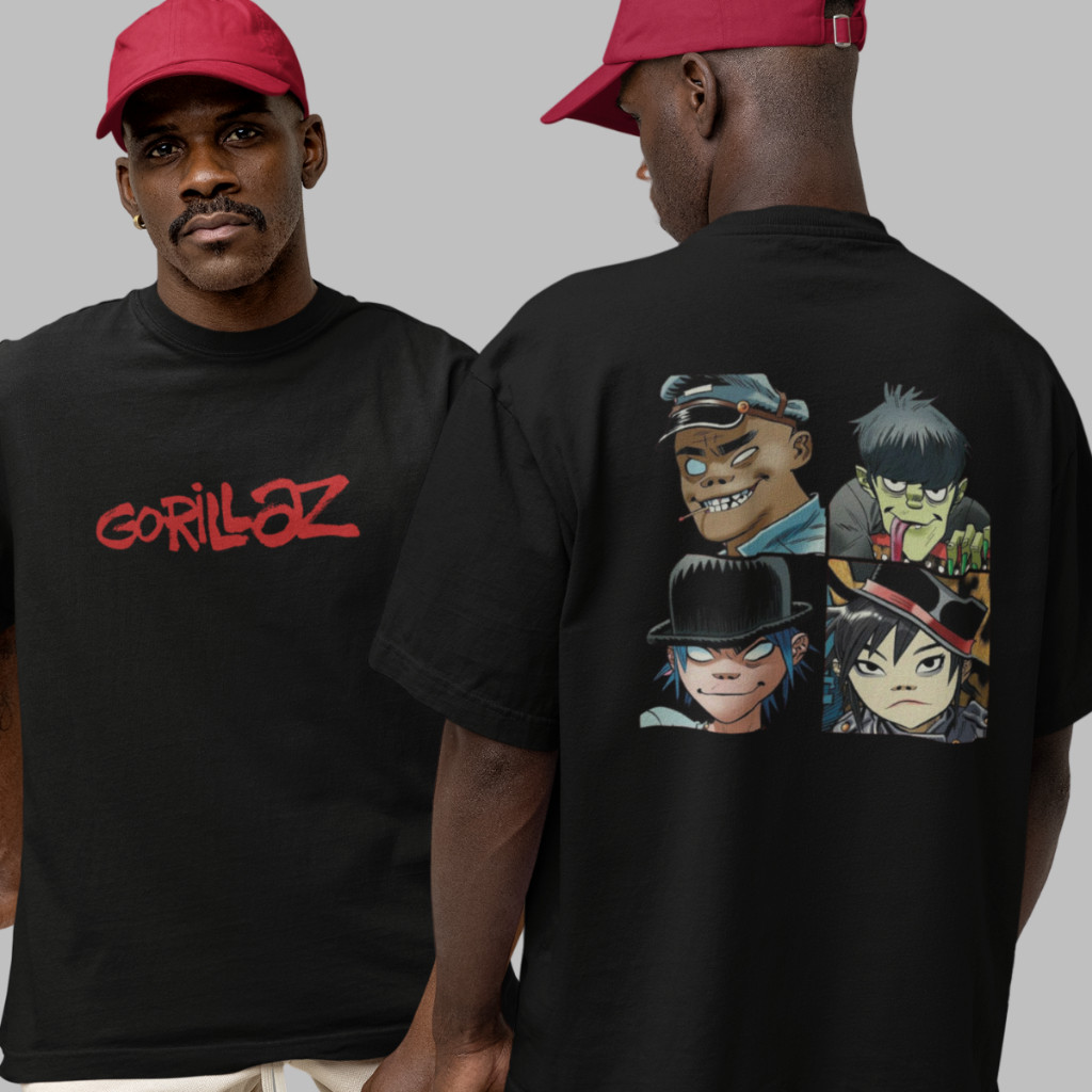 [Camiseta Premium em Algodão Puro]GXG Camiseta Estampada Gorillaz Banda Rock Unissex Camisa T-Shirt Em Algodão Masculino