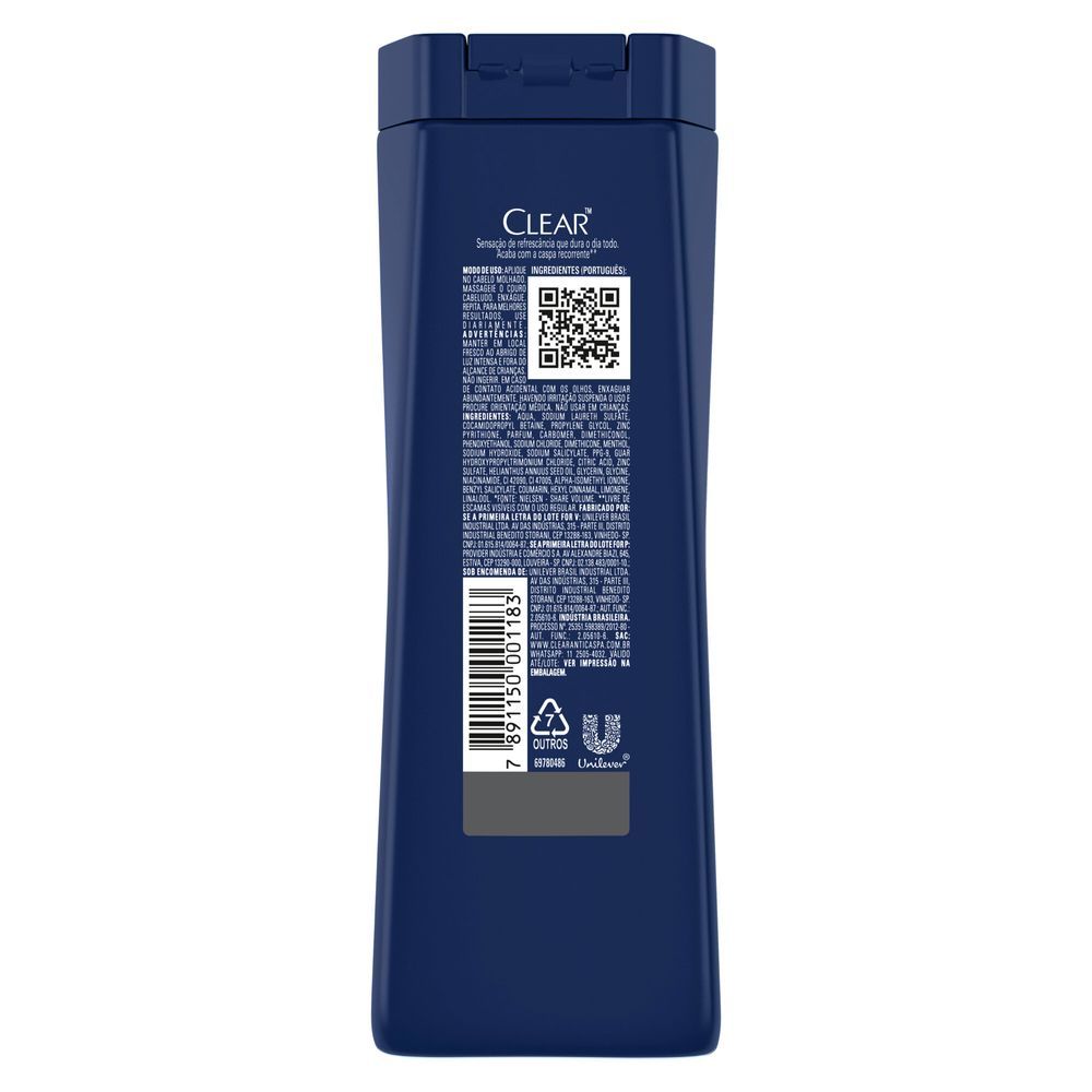 Detalhes do Shampoo Clear Men Ice Cool Menthol 400ml