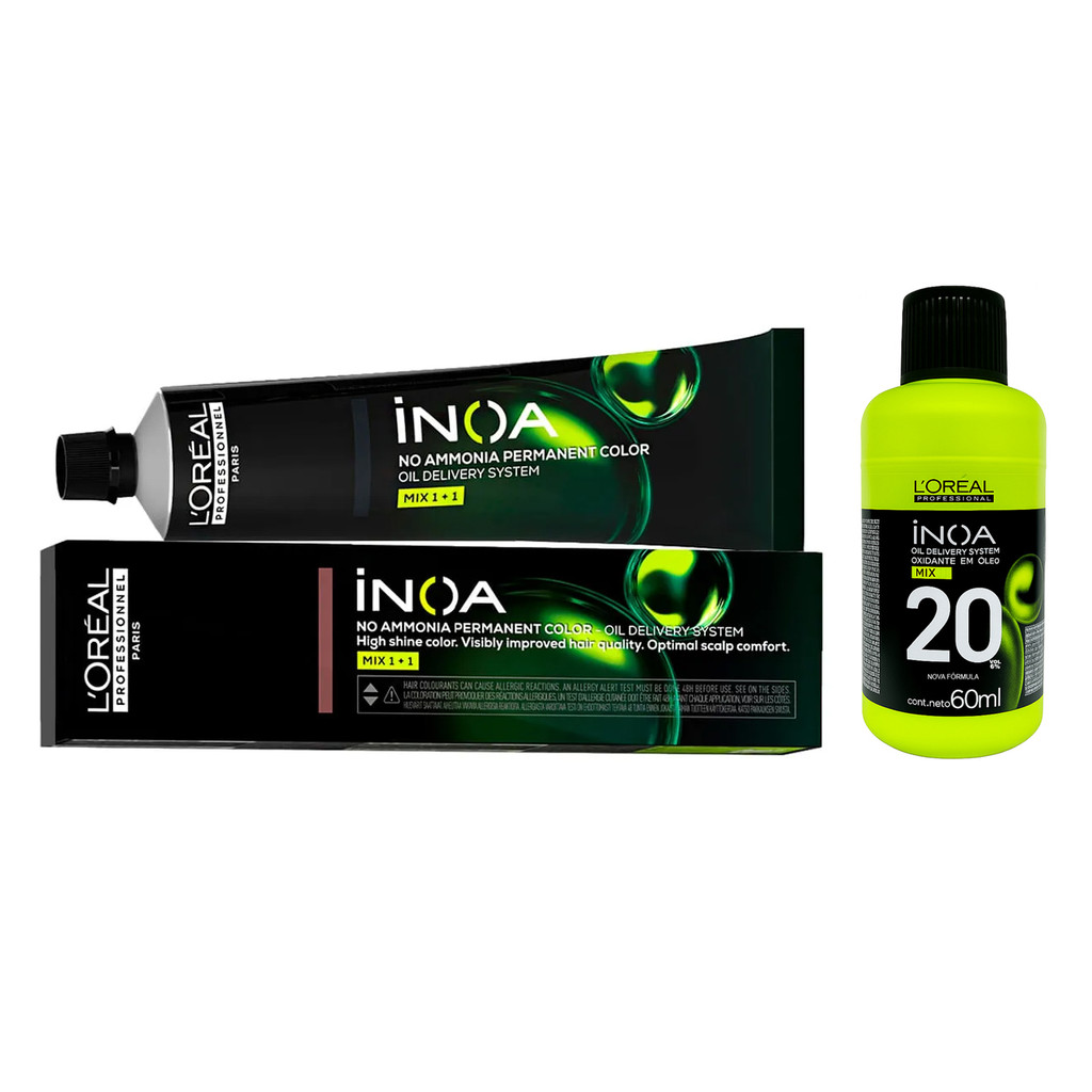 KIT COLORAÇÃO SEM AMÔNIA + OX EM ÓLEO INOA LORÉAL PROFESSIONNEL em Oferta na Shopee