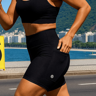 Bermuda C/ Bolso Para Corrida, Compressão Caminhada Academia Feminino em Oferta na Shopee