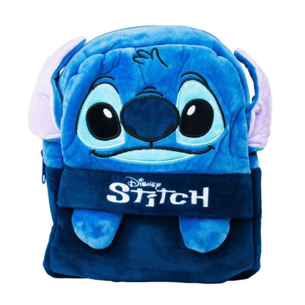 Mini Mochila Azul Pelúcia Stitch 26x22cm - Disney