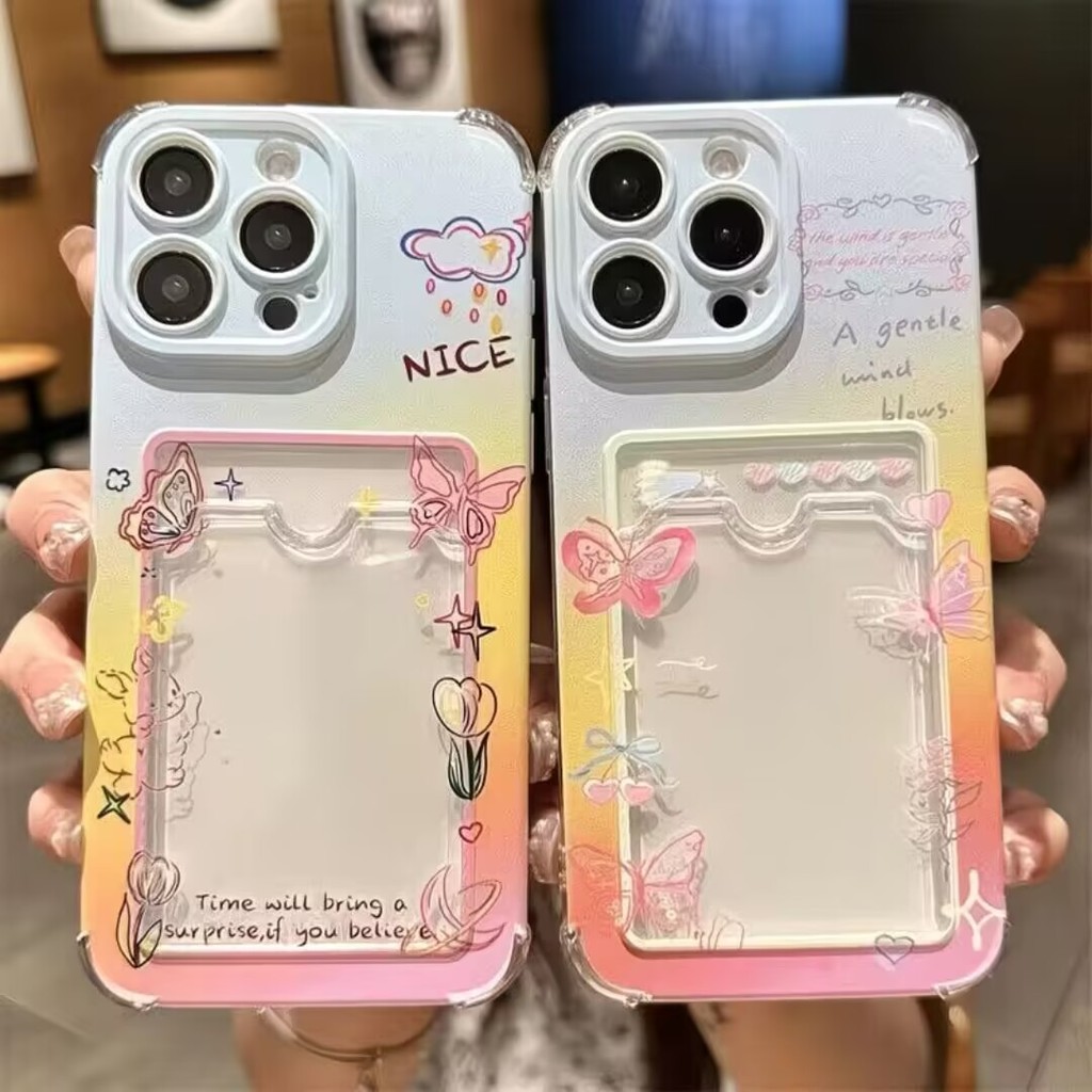 Capa Para Samsung Galaxy A17 A07 A23 A24 A12 A13 A14 A15 A06 A21S A51 A56 A36 5G Fofa Borboleta Porta Cartão Fotográfico em Oferta na Shopee