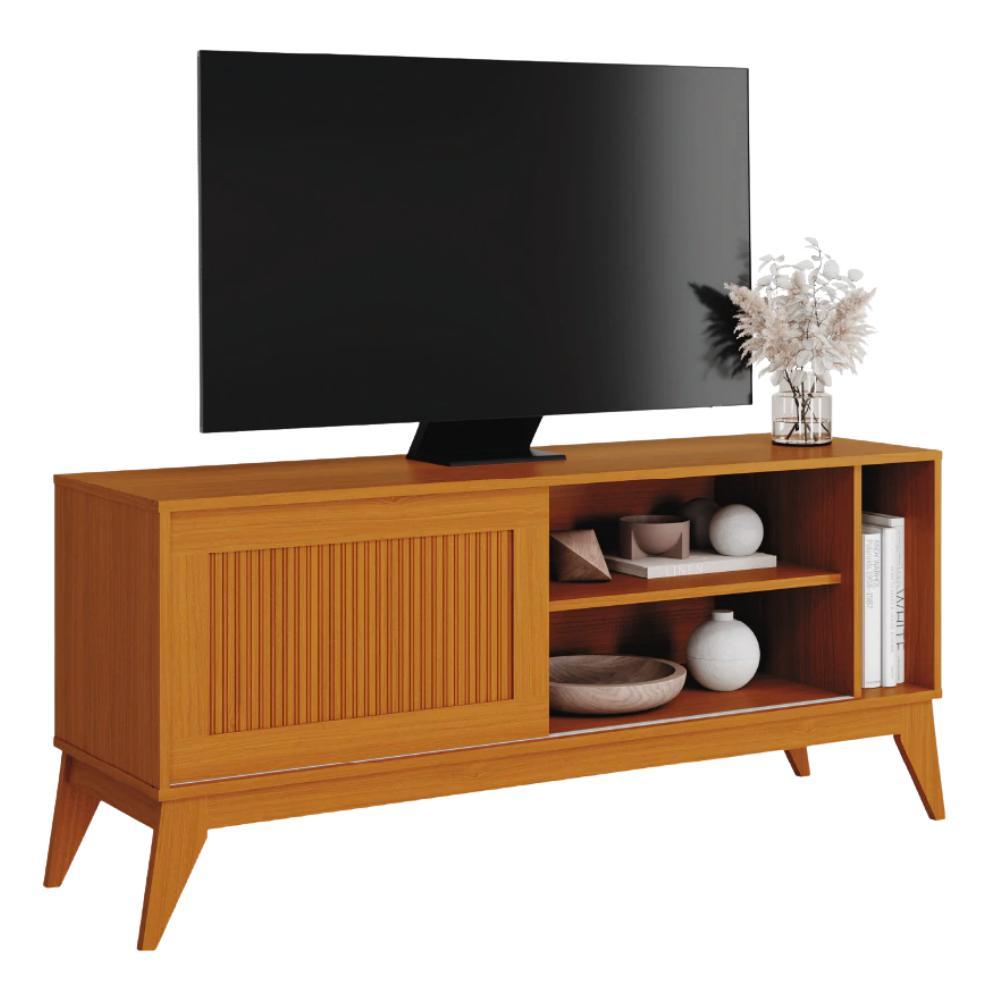 Rack Bancada para TV até 55 Polegadas 1,36m Ripado Impressão 3D 1 Porta Cedro Aruba EDN em Oferta na Shopee