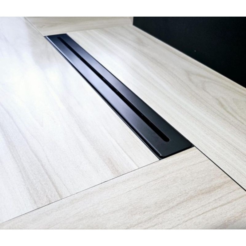 Ralo Preto Linear 6x50cm Aço Inox Lavabo Banheiro Área gourmet Lavanderia