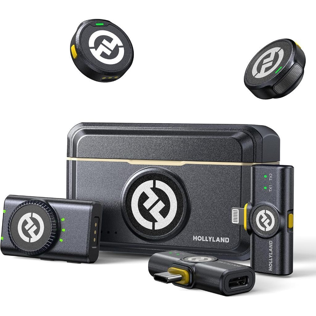 Microfone Lapela Bluetooth sem fio Hollyland Lark M2 Versão Lighting USB-C Câmera Combo Duo Original